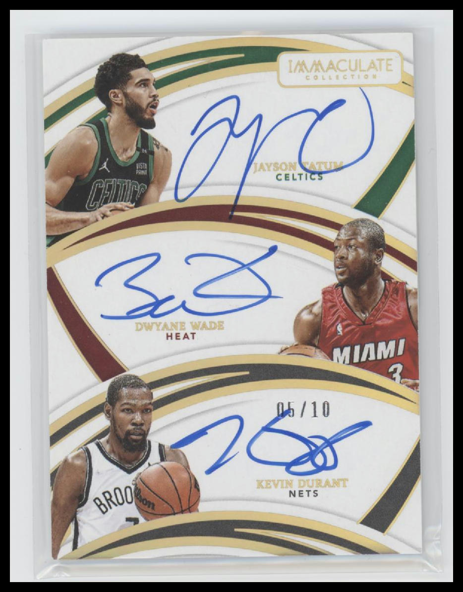 2021-22 Panini Immaculate Auto #/10 Jayson T, Dwyane W, Kevin D #TA-JDK