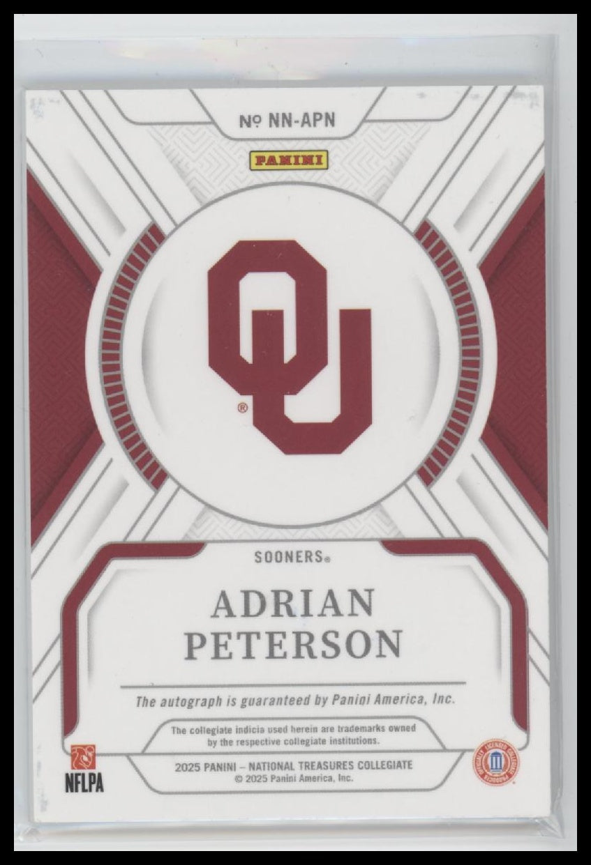 2025 Panini N. T. C. Notable Nicknames Gold Adrian Peterson #/10 Auto #NN-APN