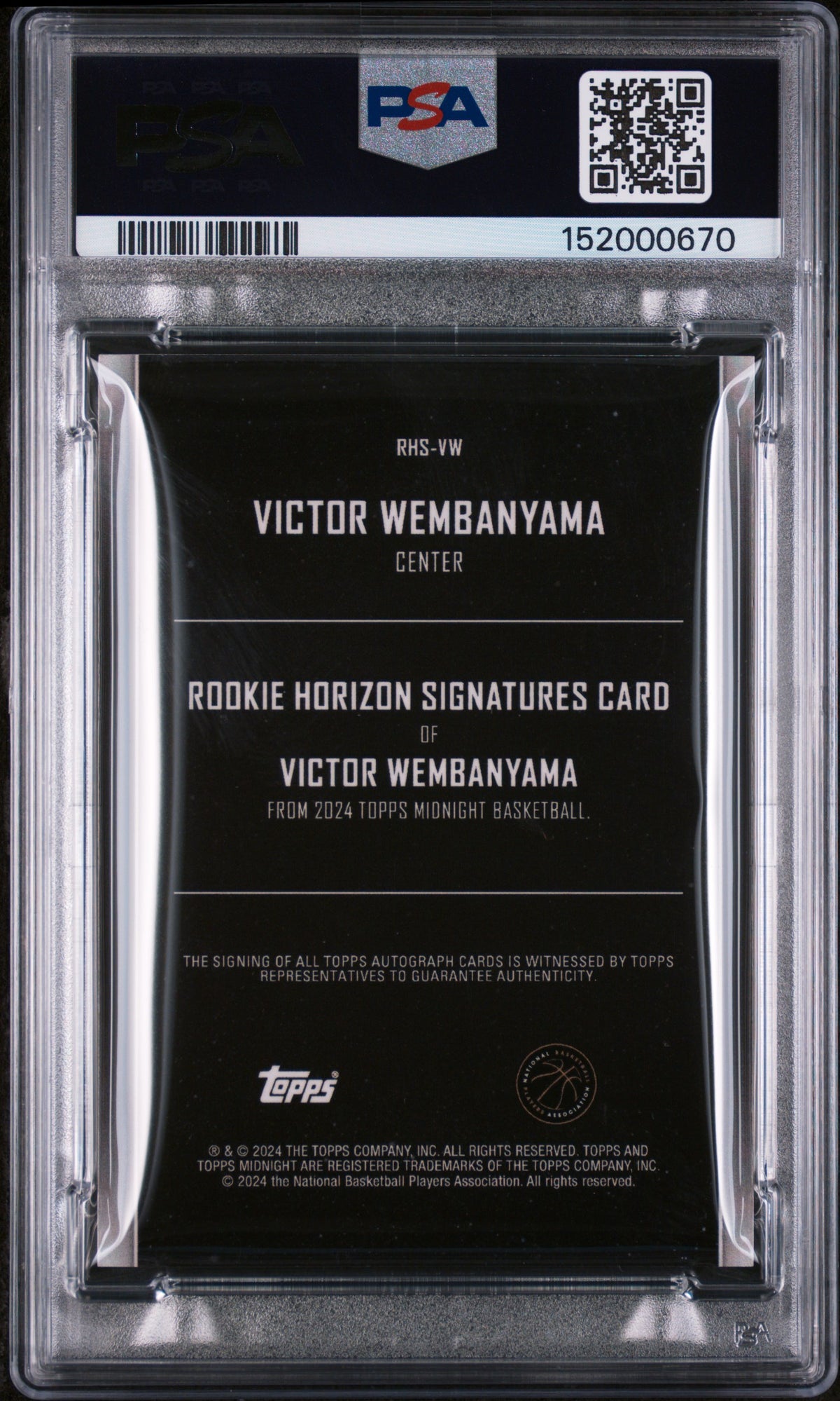2023 Topps Midnight ROOKIE AUTO /50 Moon Beam Victor Wembanyama PSA 10 POP 1