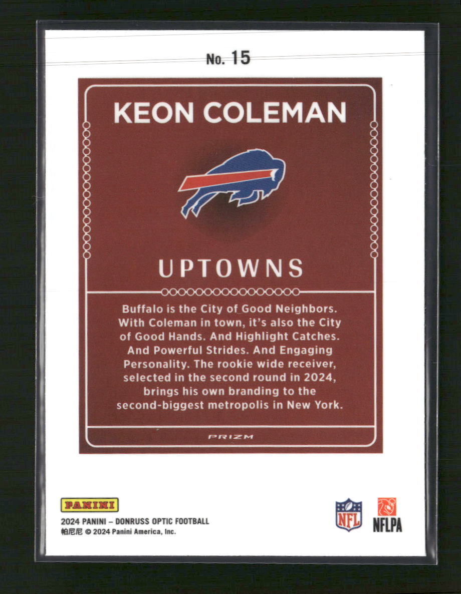 2024 Donruss Optic Uptowns Keon Coleman #15