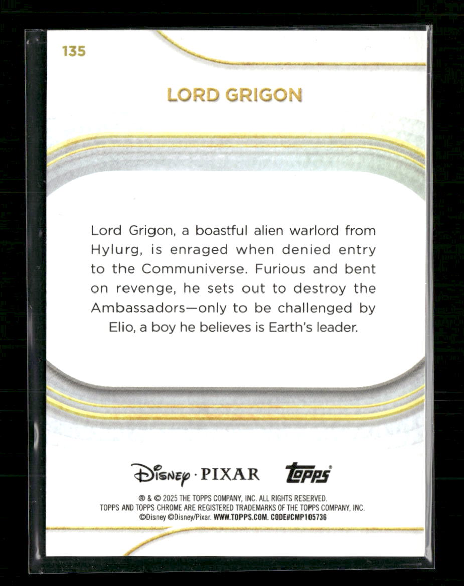2025 Topps Chrome Disney Lord Grigon #135 Gold Wave Refractor /50