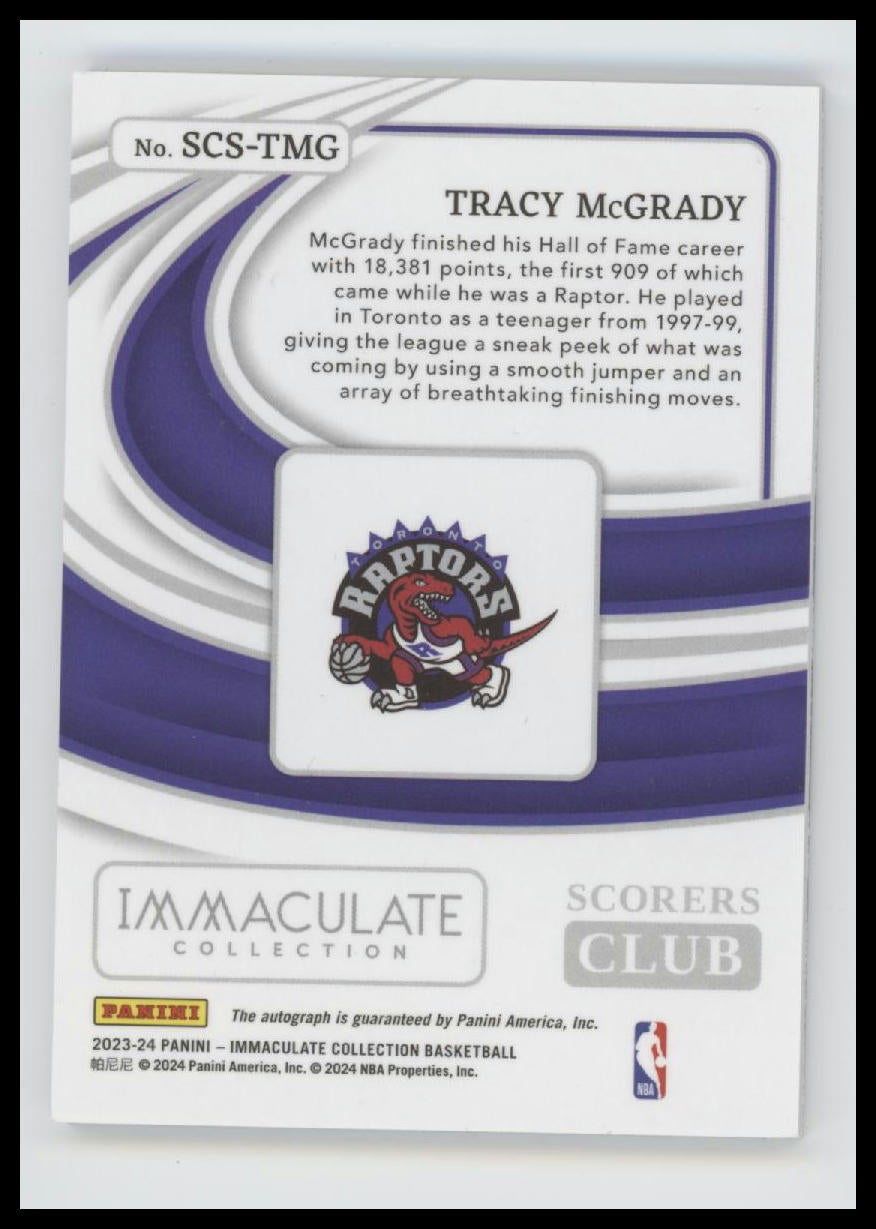 2023-24 Panini Immaculate Collection Scorers Tracy McGrady #/49 Auto #SCS-TMG