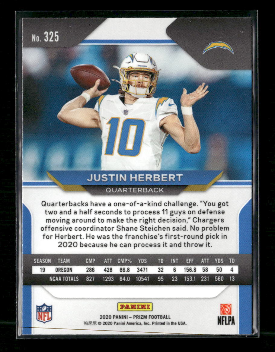 2020 Panini Prizm Justin Herbert Rookie #325