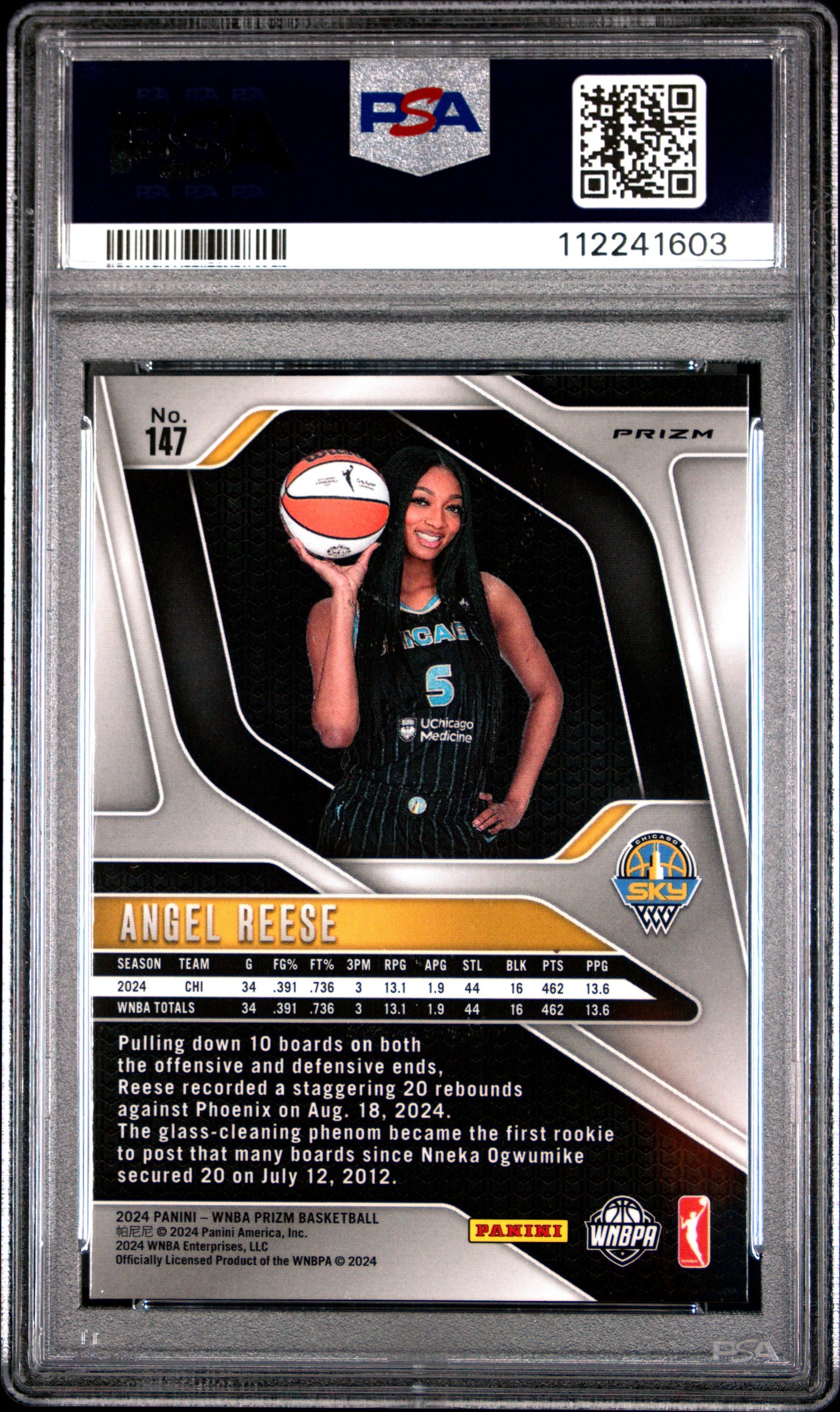 2024 Panini Prizm Wnba Orange Ice Angel Reese 10 PSA #147