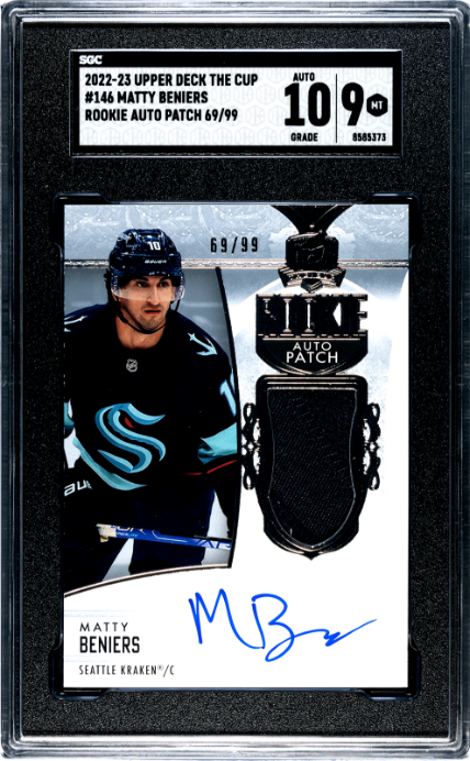 2022-23 Upper Deck The Cup Rookie Auto Patch /99 Matty Beniers 9 SGC #146