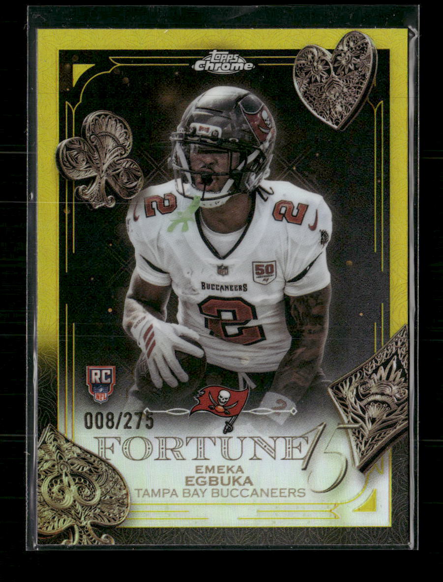 2025 Topps Chrome Fortune 15 Yellow Refractor Emeka Egbuka #/275 #F15-21