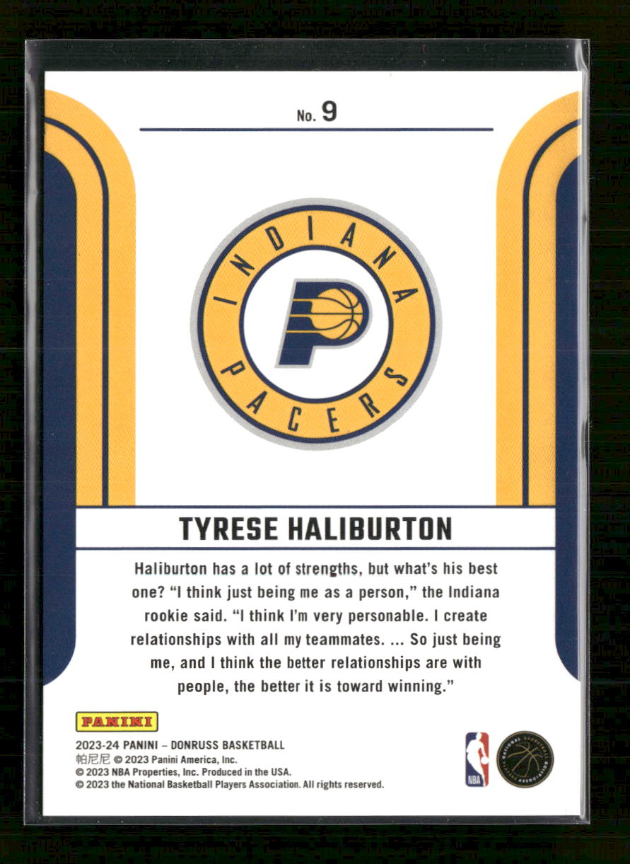 2023-24 Donruss F.F. Red and Green Laser Holo Tyrese Haliburton #/75 #9
