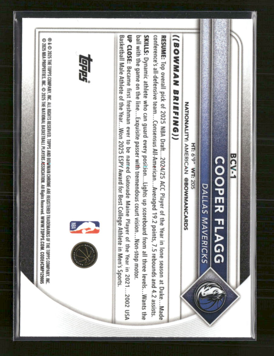 2025-26 Bowman Chrome Cooper Flagg #BCV-1