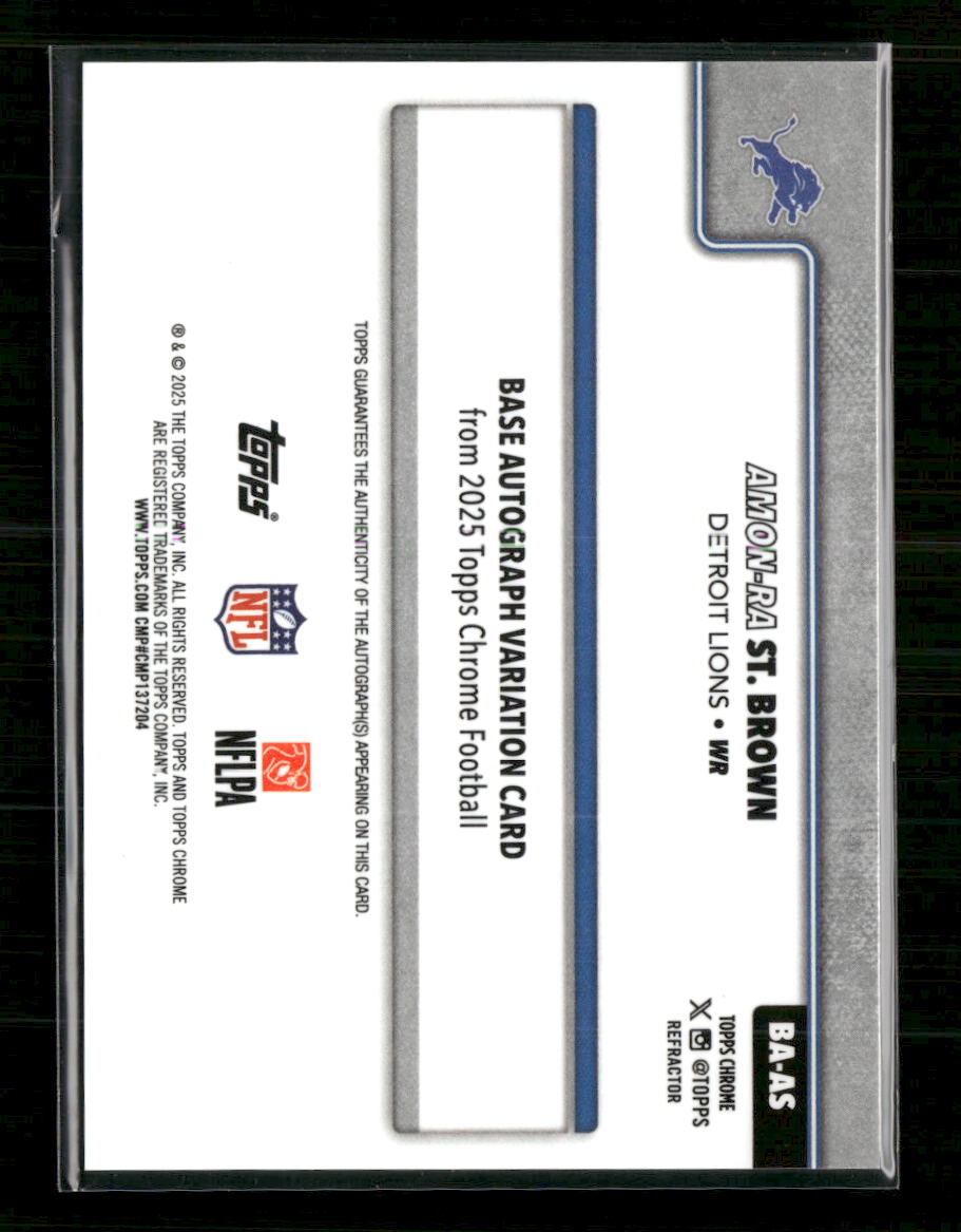 2025 Topps Chrome Auto Refractor Amon-Ra St. Brown #/499 #BA-AS