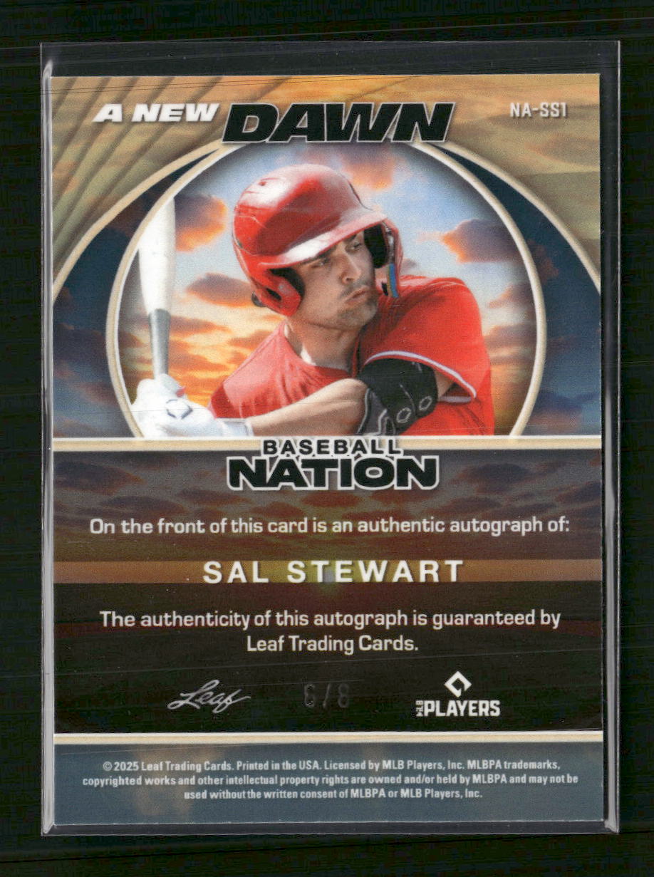 2025 Leaf Baseball Nation A New Dawn Auto Lava Purple #/8 Sal Stewart #NA-SS1