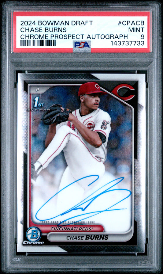 2024 Bowman Draft Chrome Prospect Autographs Chase Burns 9 PSA #CPACB