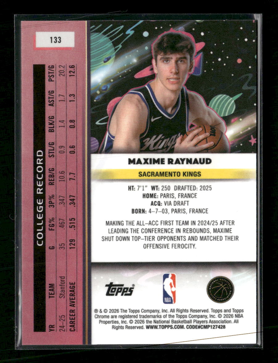 2025-26 Topps Chrome Cosmic Lunar Refractor Maxime Raynaud Rookie #133