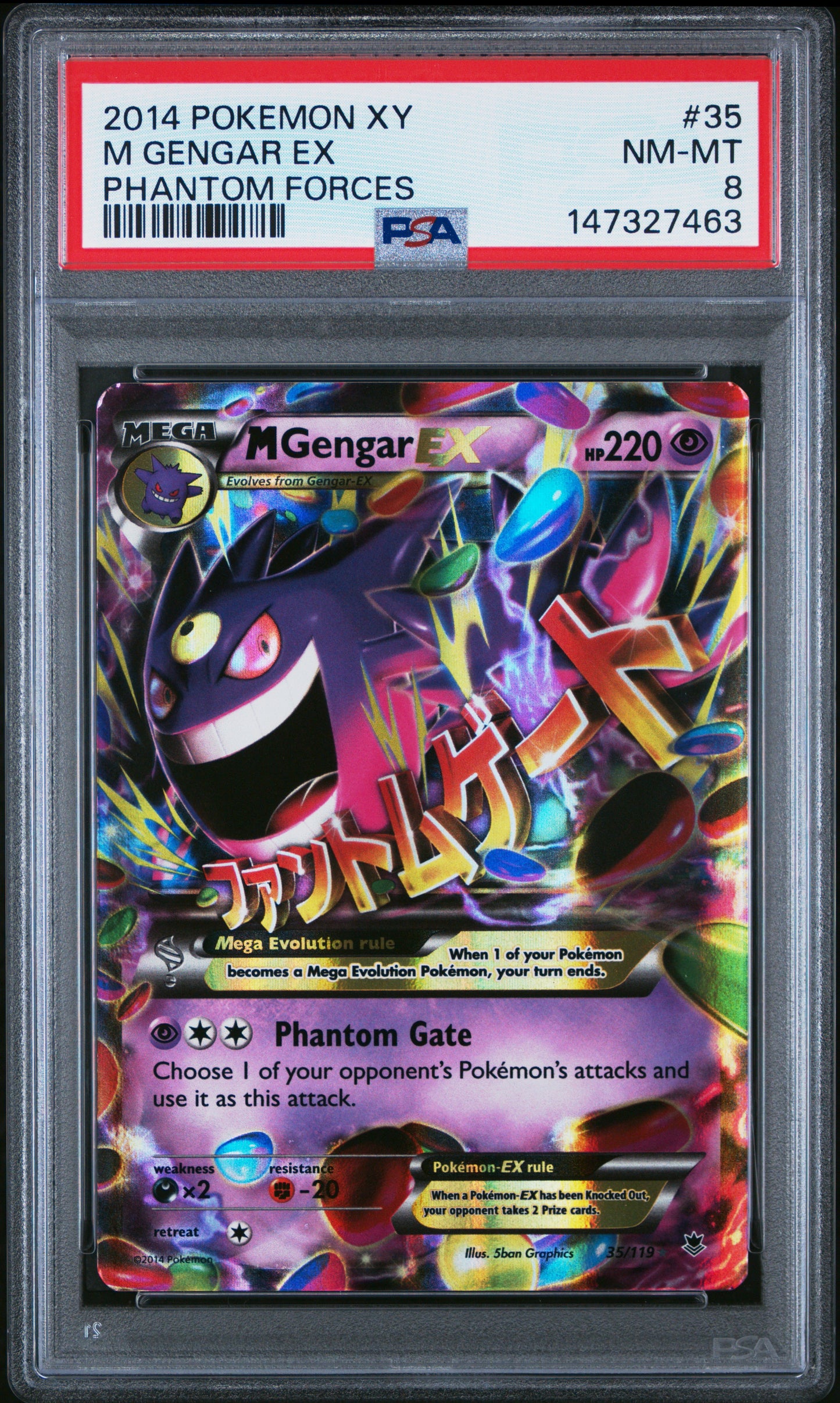 2014 Pokemon Xy Phantom Forces Phantom Forces M Gengar Ex 8 PSA #35