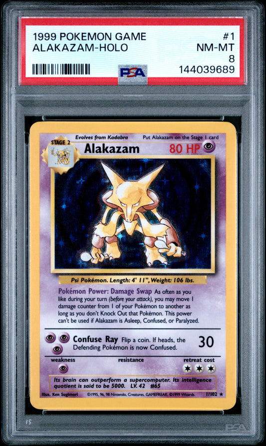 1999 Pokemon Game Alakazam-Holo 8 PSA #1
