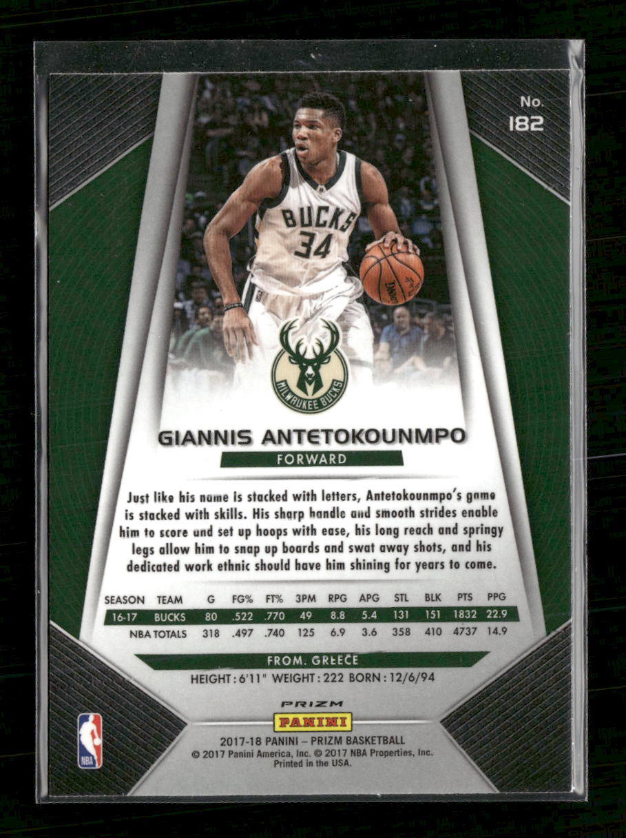 2017-18 Panini Prizm Prizms Silver Giannis Antetokounmpo #182