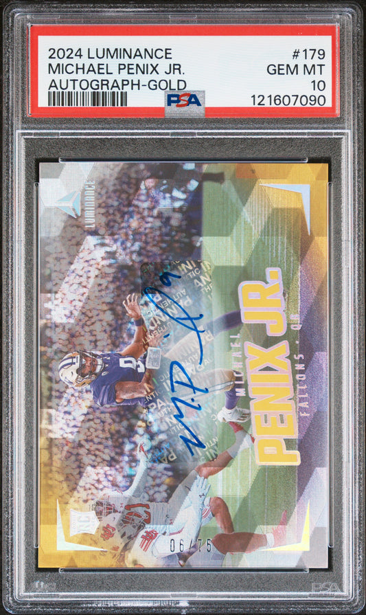 2024 Panini Luminance Autograph-Gold Michael Penix Jr. 10 PSA #179