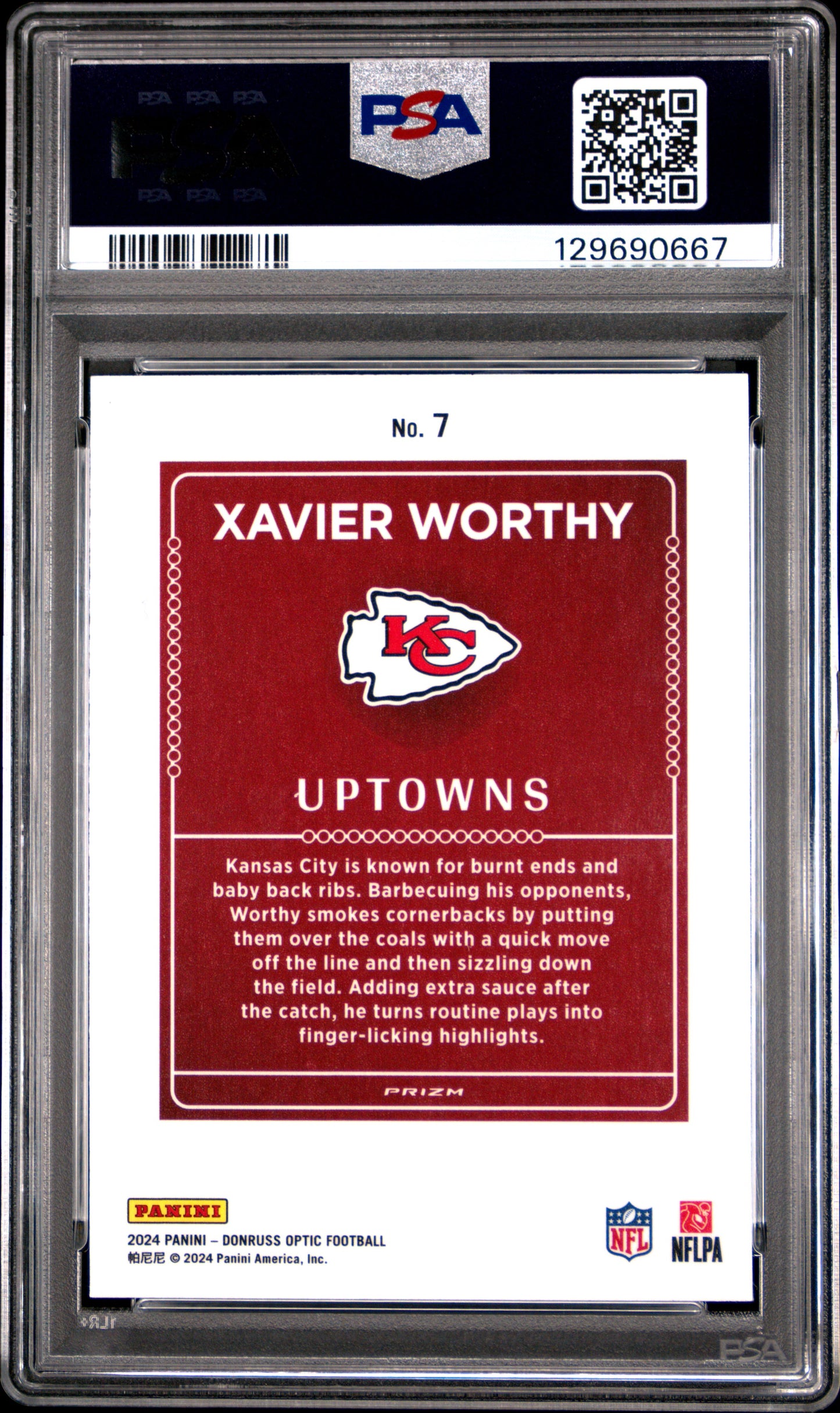 2024 Panini Donruss Optic Uptowns Xavier Worthy 10 PSA #7