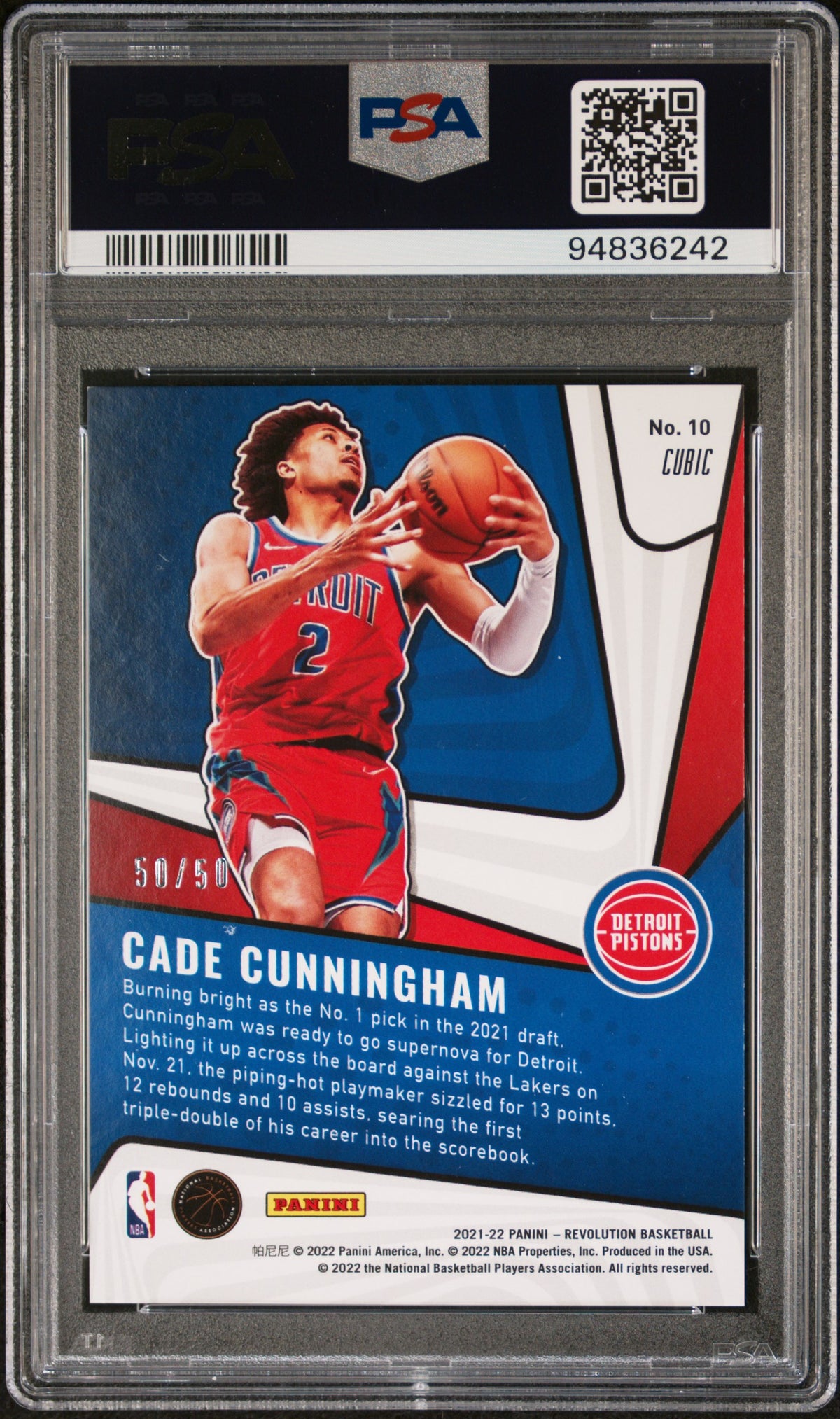 2021 Panini Revolution Supernova Supernova-Cubic Cade Cunningham 9 PSA #10