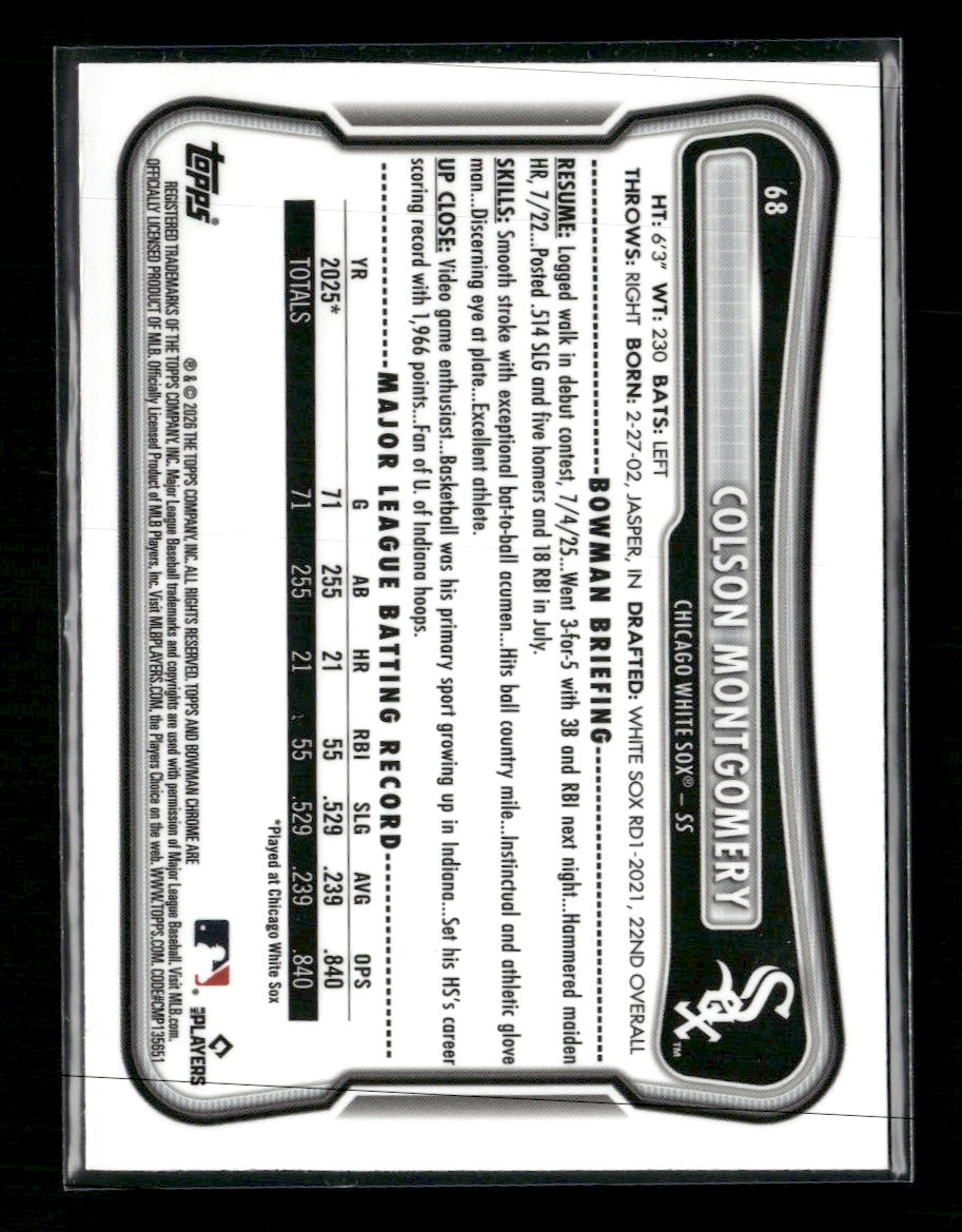 2026 Bowman Purple Colson Montgomery Rookie #/250 #68