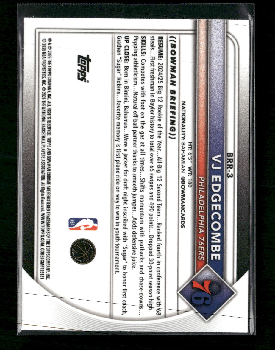 2025-26 Bowman Chrome Rookie Red RC Logo VJ Edgecombe #BRR-3