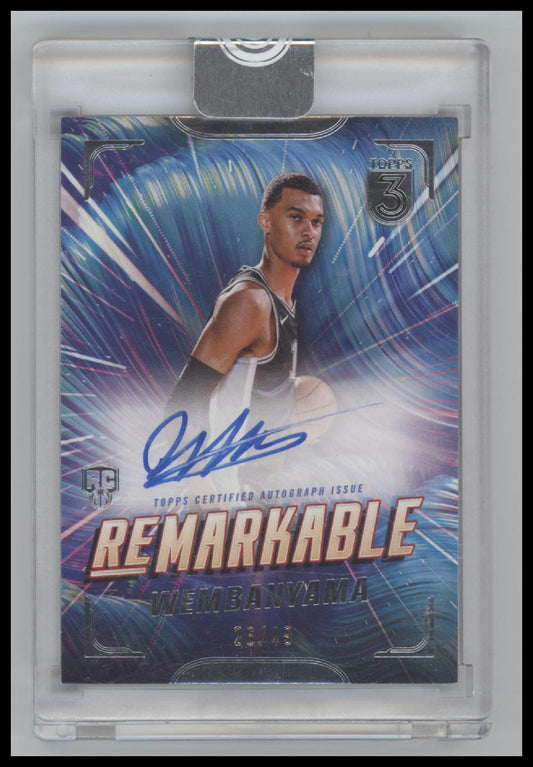2023-24 Topps Three Re-Markable Rookie Auto Silver #/49 Victor Wembanyama #RM-VW