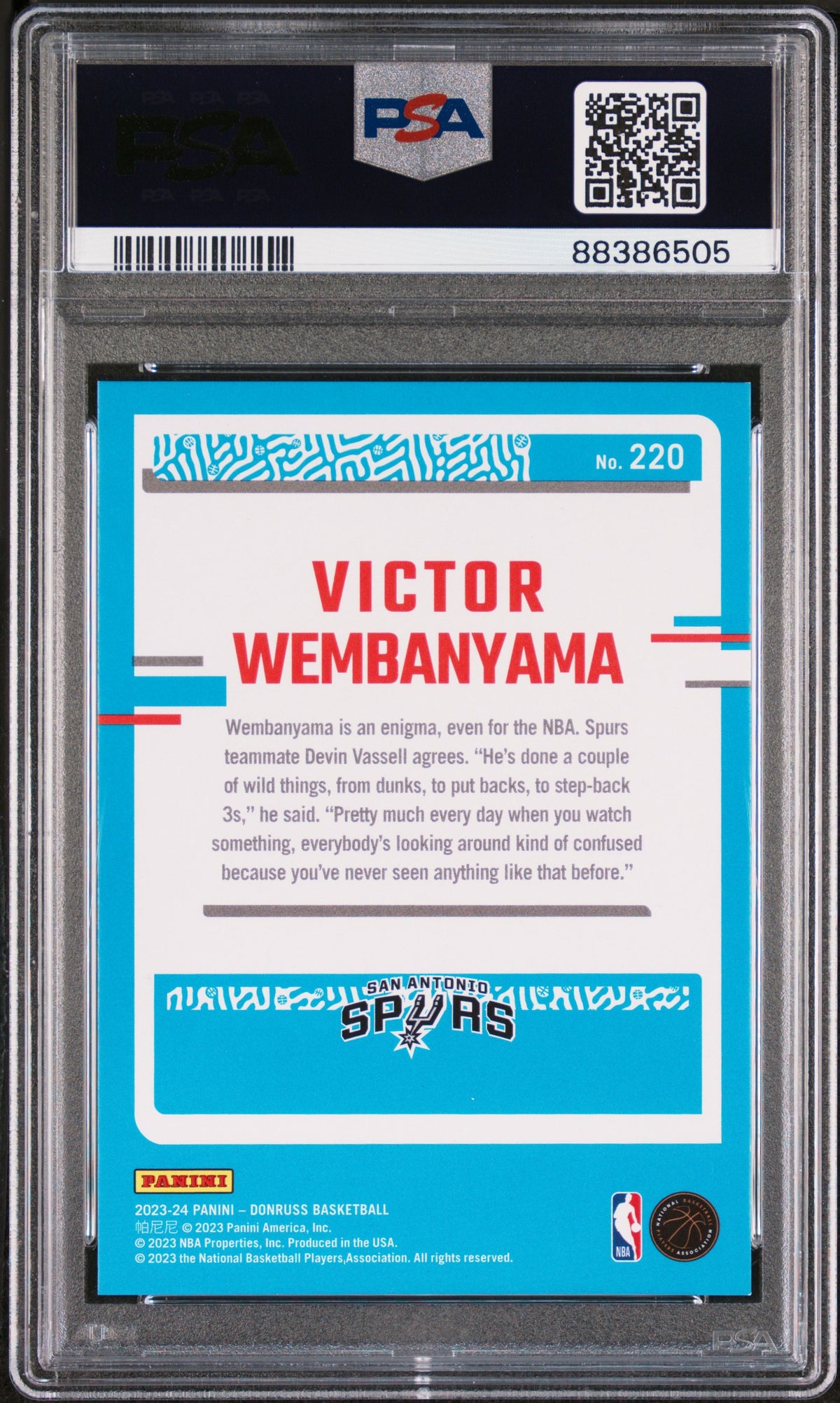 2023 Panini Donruss Holo Red Laser Victor Wembanyama 9 PSA #220