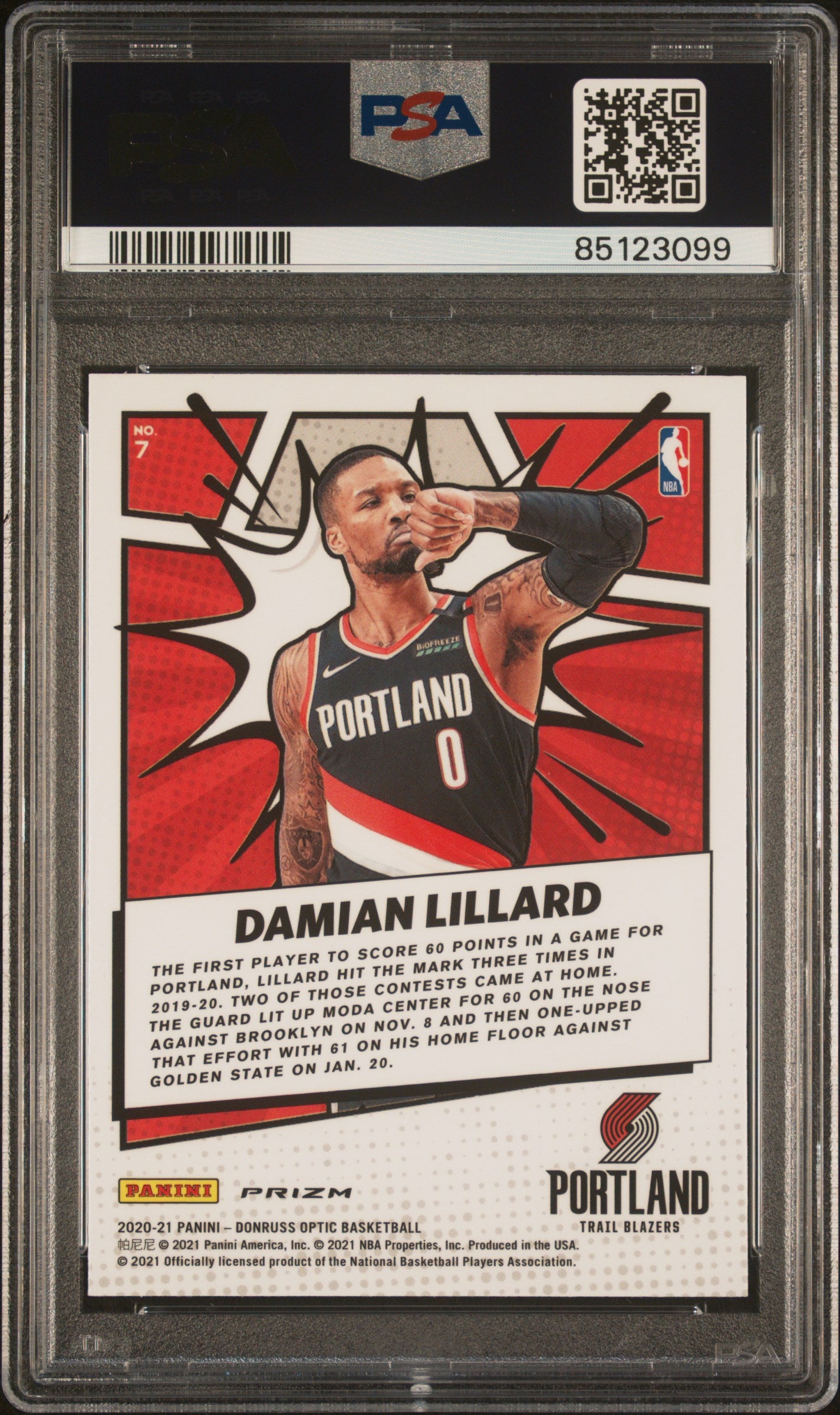 2020 Panini Donruss Optic My House! My House!-Purple Damian Lillard 10 PSA #7