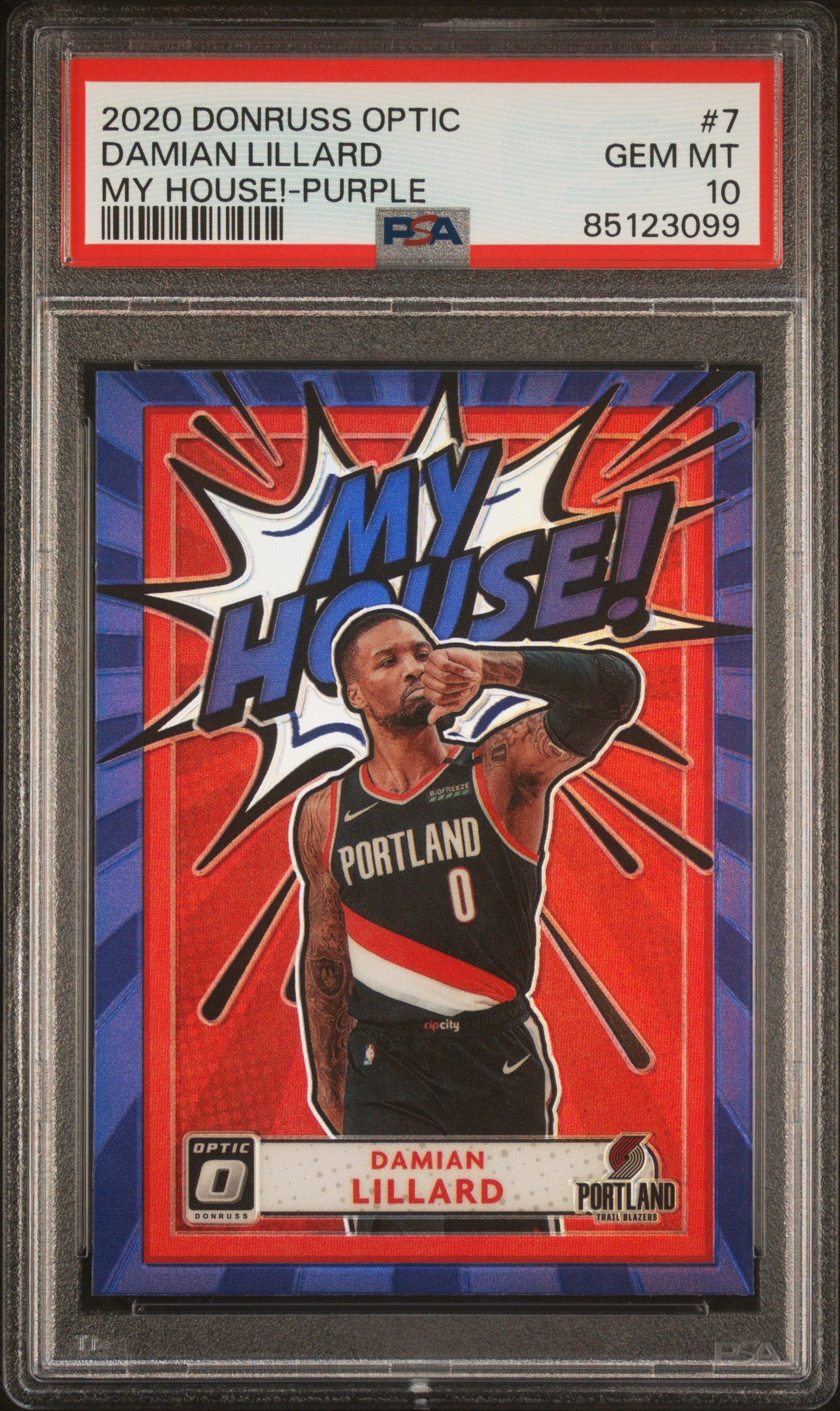 2020 Panini Donruss Optic My House! My House!-Purple Damian Lillard 10 PSA #7