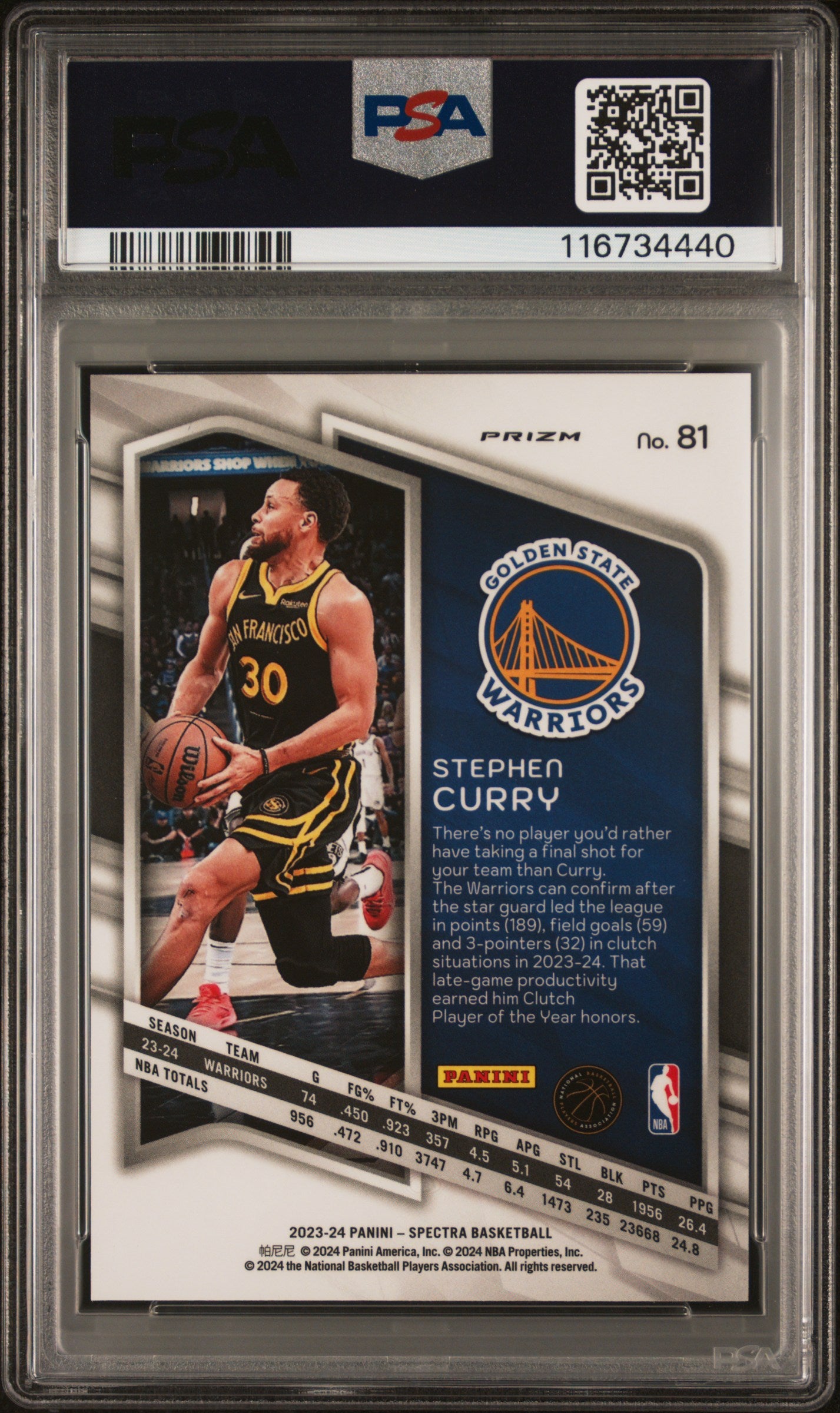 2023 Panini Spectra Red International Stephen Curry 10 PSA #81