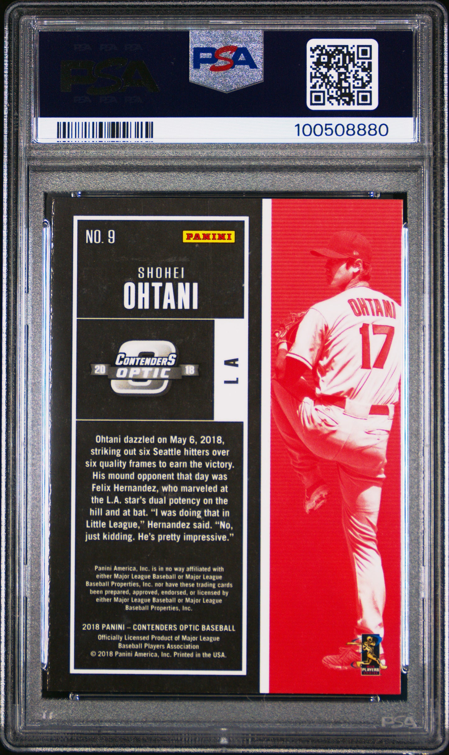 2018 Panini Chronicles Contenders Optic Contenders Optic Shohei Ohtani 10 PSA #9