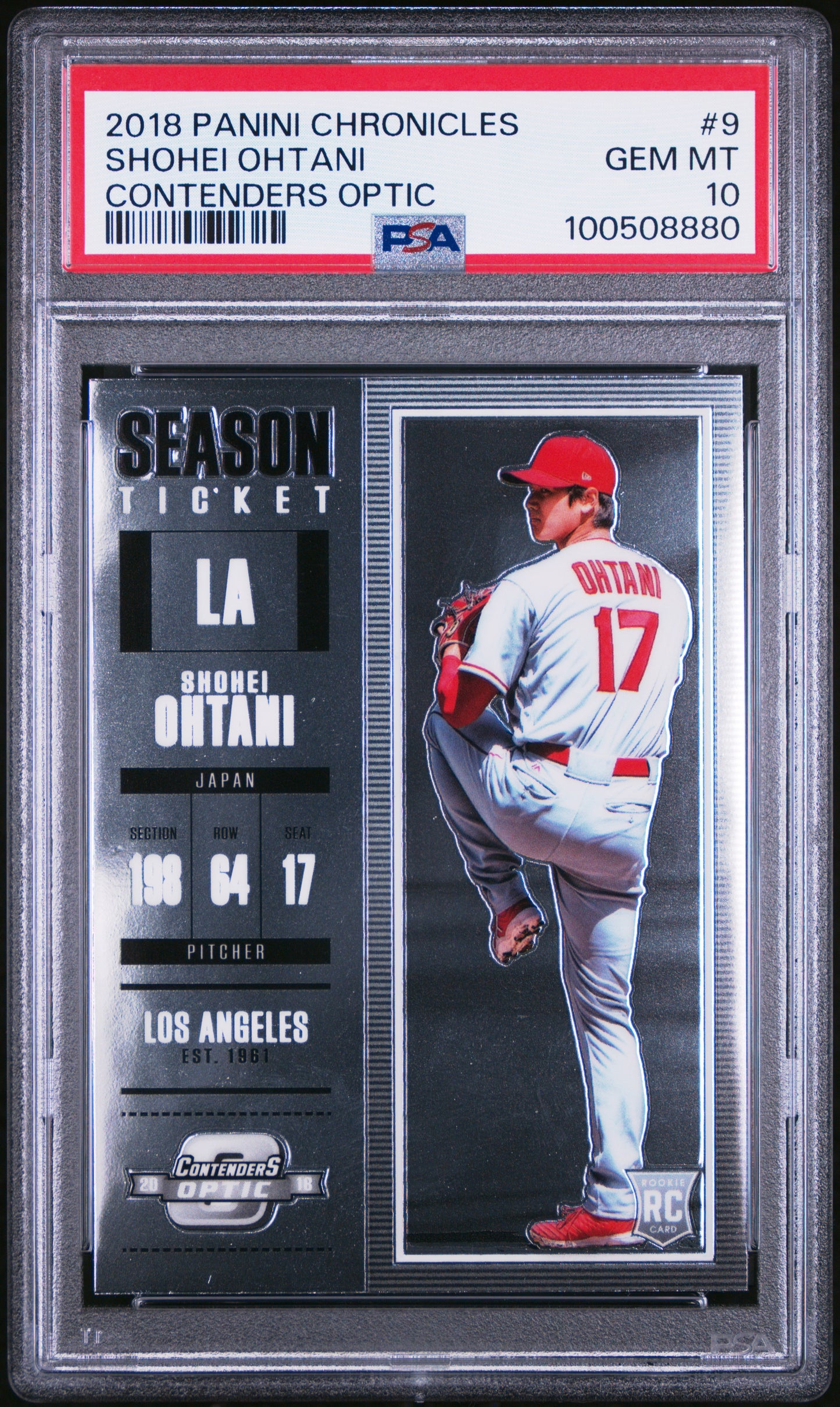 2018 Panini Chronicles Contenders Optic Contenders Optic Shohei Ohtani 10 PSA #9