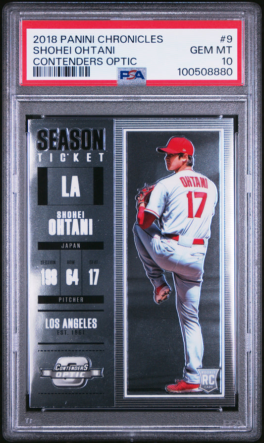 2018 Panini Chronicles Contenders Optic Contenders Optic Shohei Ohtani 10 PSA #9