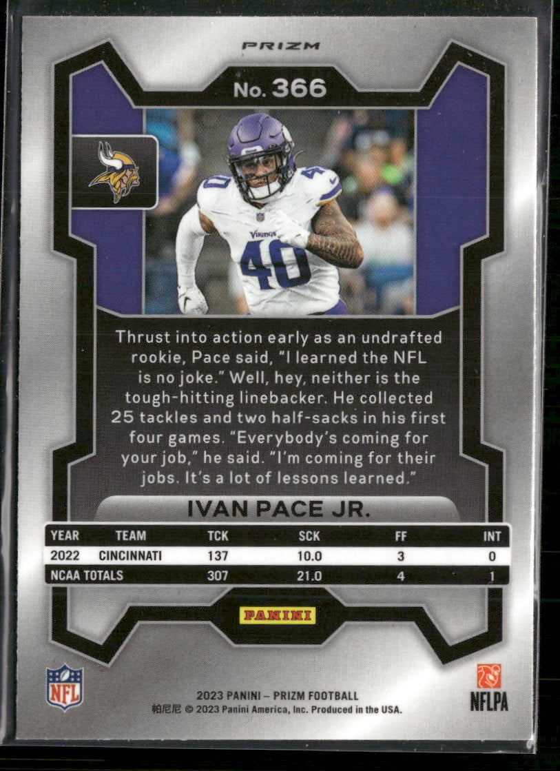 2023 Panini Prizm Purple Pulsar Ivan Pace Jr. #366
