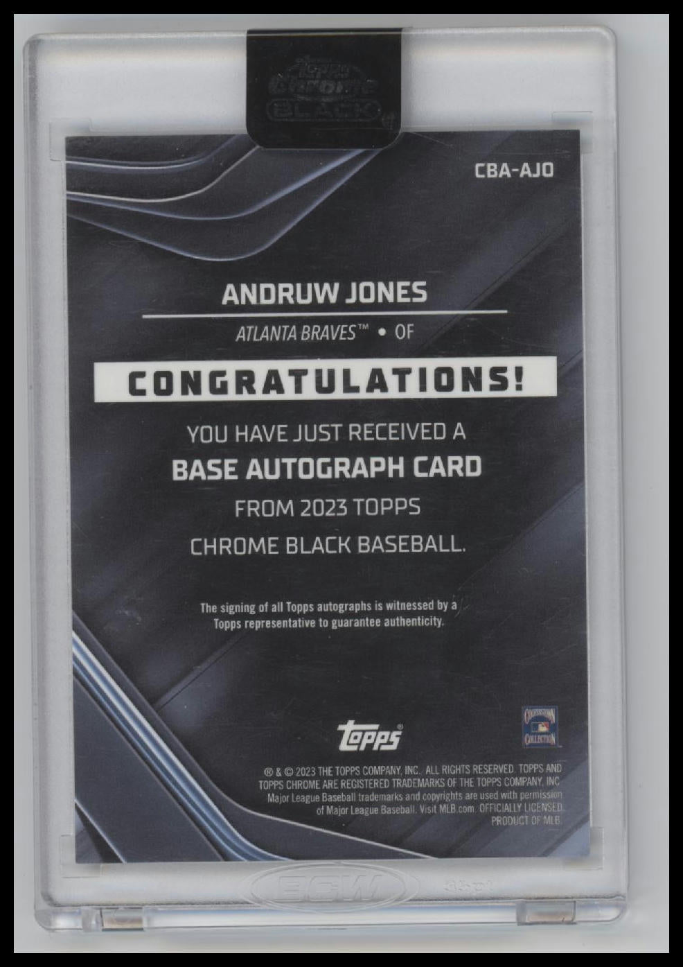 2023 Topps Chrome Black Auto Green Refractor Andruw Jones #/99 #CBA-AJO