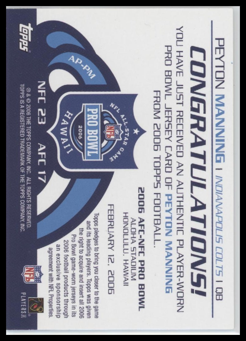 2006 Topps All-Pro Relics Peyton Manning #AP-PM