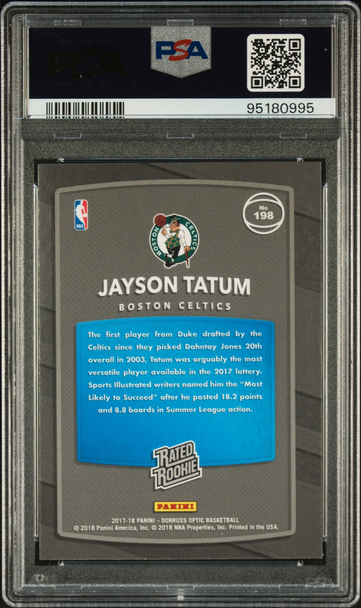 2017 Panini Donruss Optic Jayson Tatum 10 PSA #198
