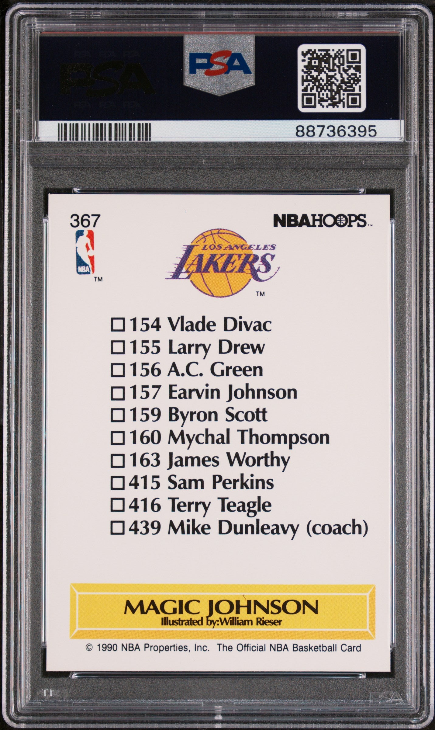 1990 Hoops Team Checklist Magic Johnson 8 PSA #367