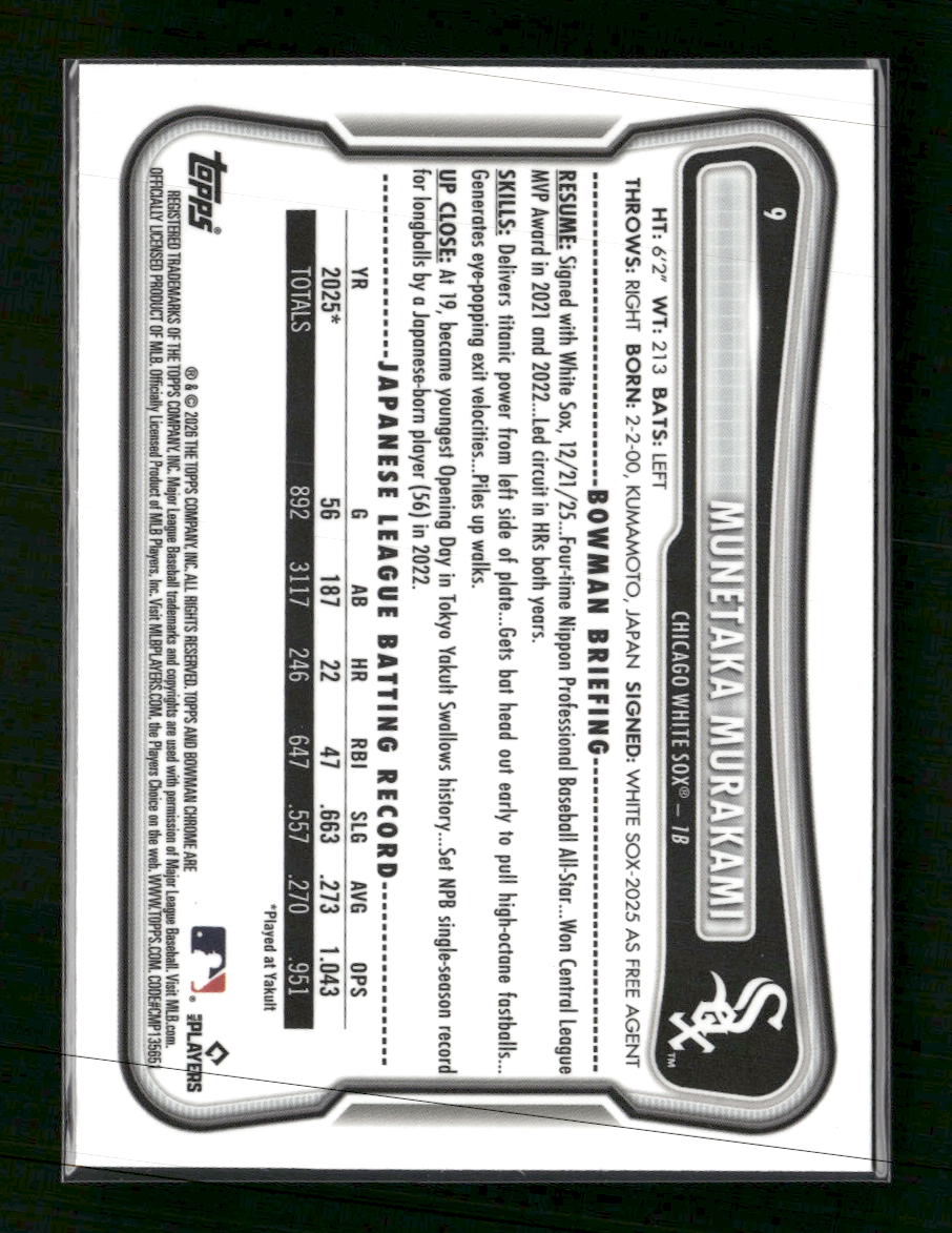 2026 Bowman Chrome Mojo Refractors Munetaka Murakami Rookie #9