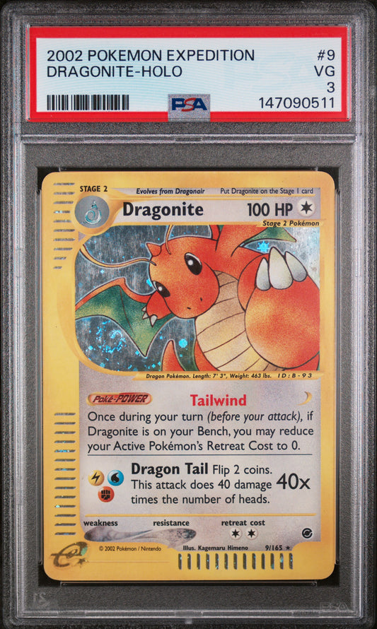 2002 Pokemon Expedition Dragonite-Holo 3 PSA #9
