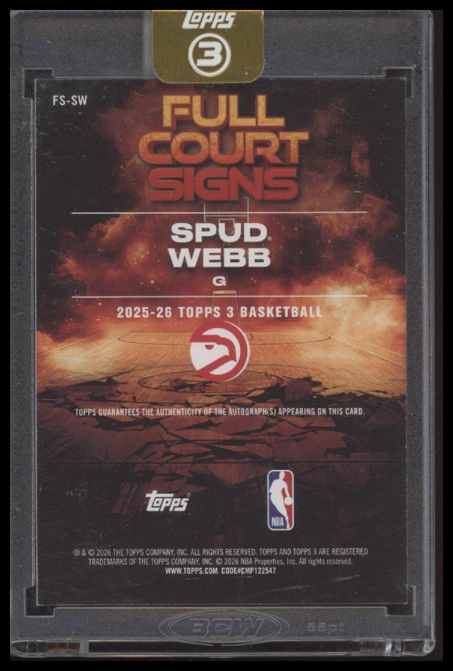 2025-26 Topps 3 Full Court Signs Bronze Spud Webb #/25 Auto #FS-SW