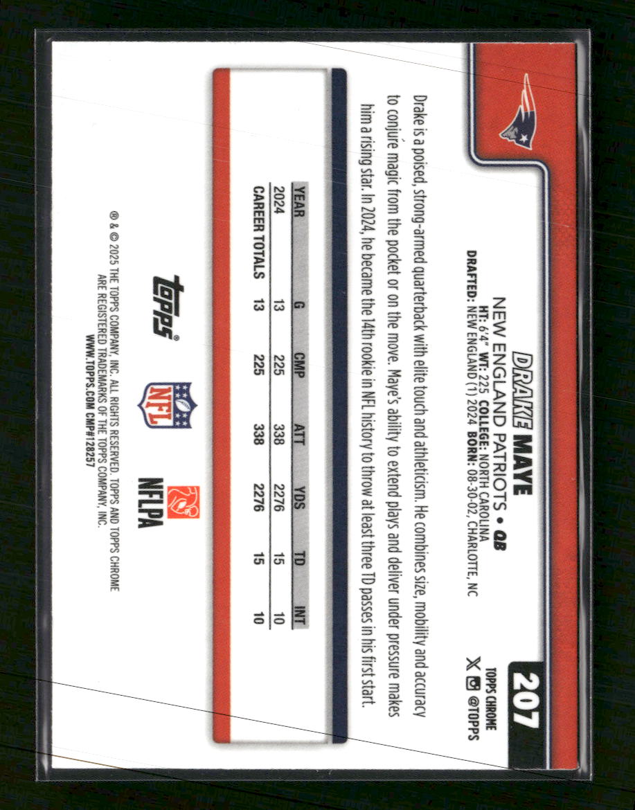2025 Topps Chrome X-Fractor Drake Maye #207