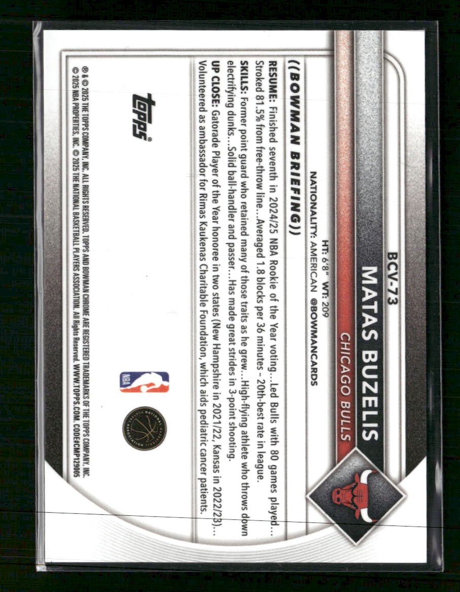 2025-26 Bowman Chrome Gold Refractors Matas Buzelis #/50 #BCV-73