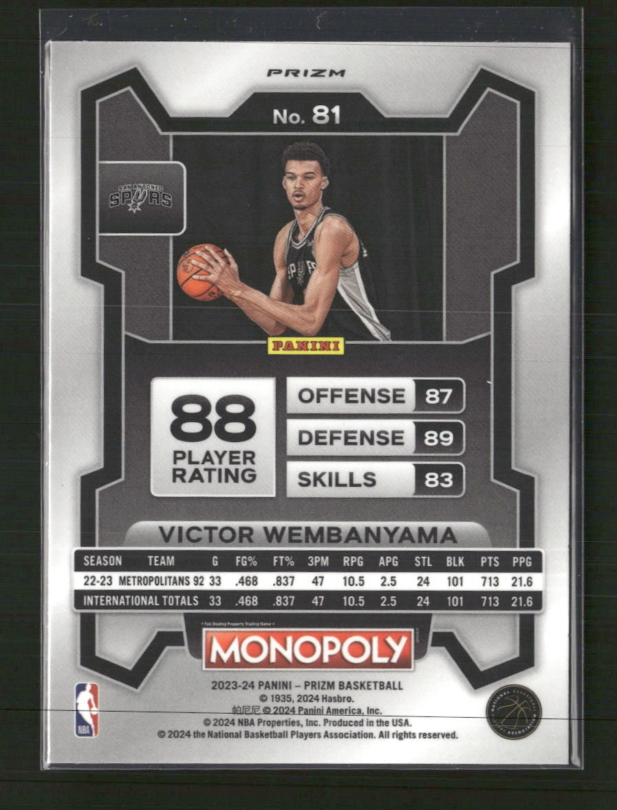 2023-24 Panini Prizm Monopoly Purple Wave Victor Wembanyama #81