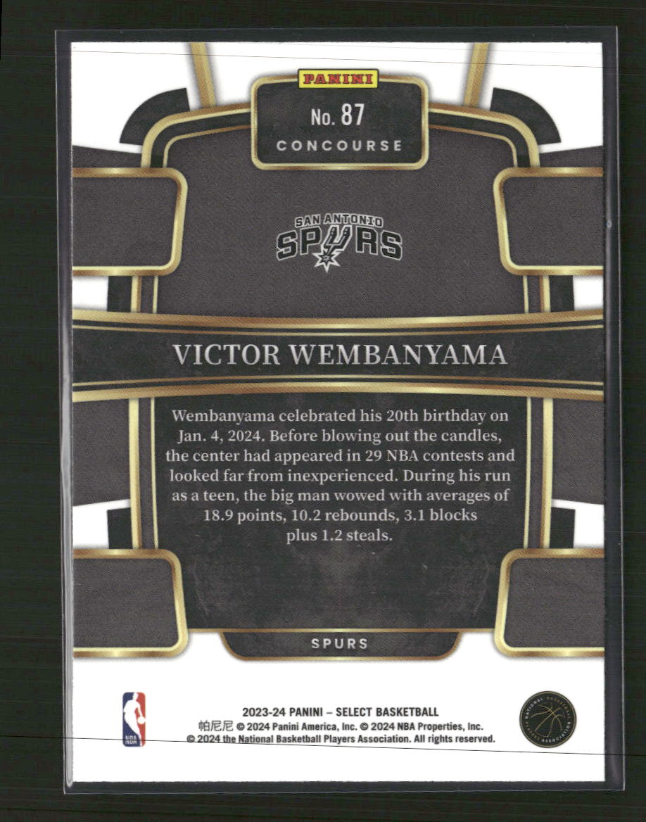 2023-24 Panini Select Blue (Retail Base) Victor Wembanyama Rookie #87