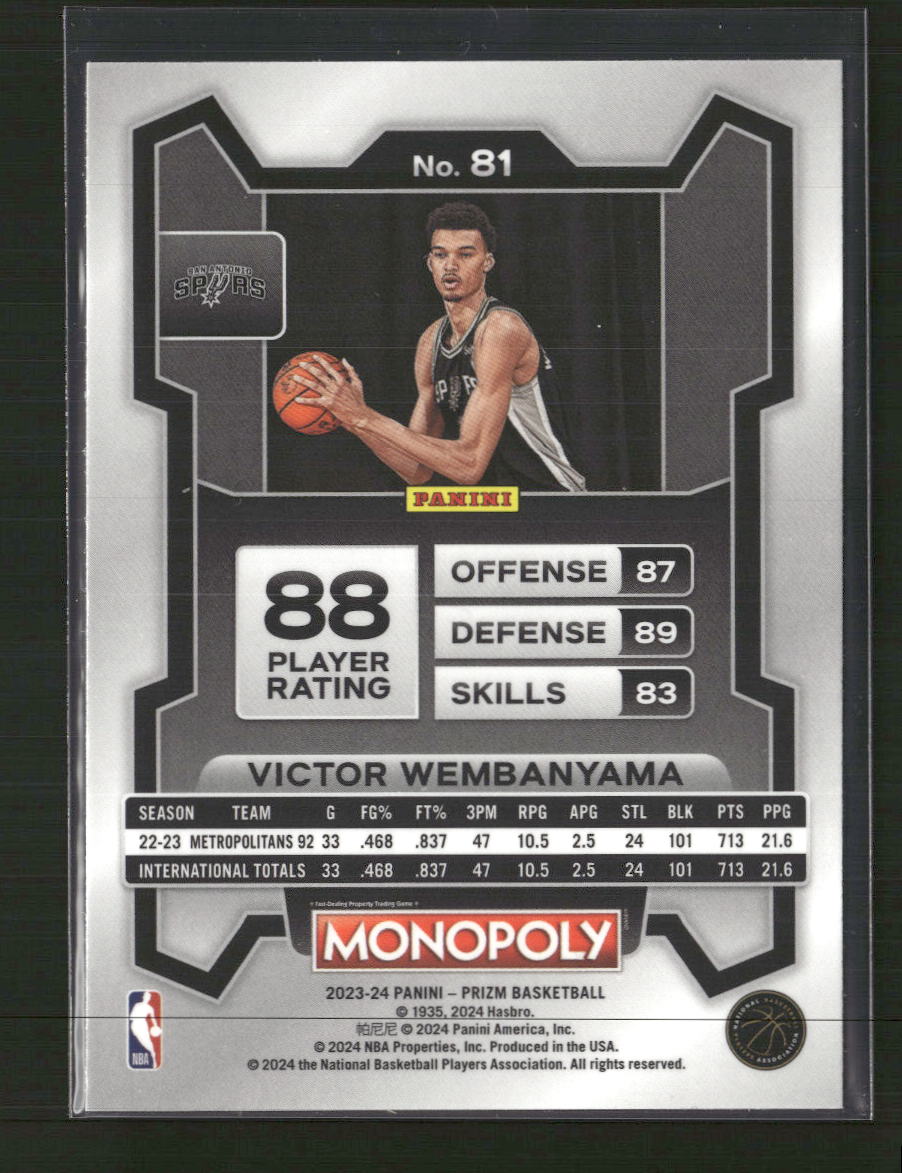2023-24 Panini Prizm Monopoly Victor Wembanyama #81