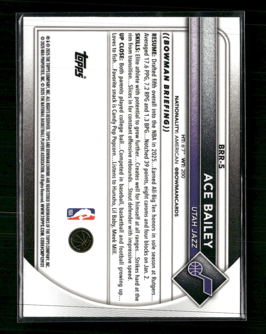 2025-26 Bowman Chrome Rookie Red RC Logo Ace Bailey #BRR-5