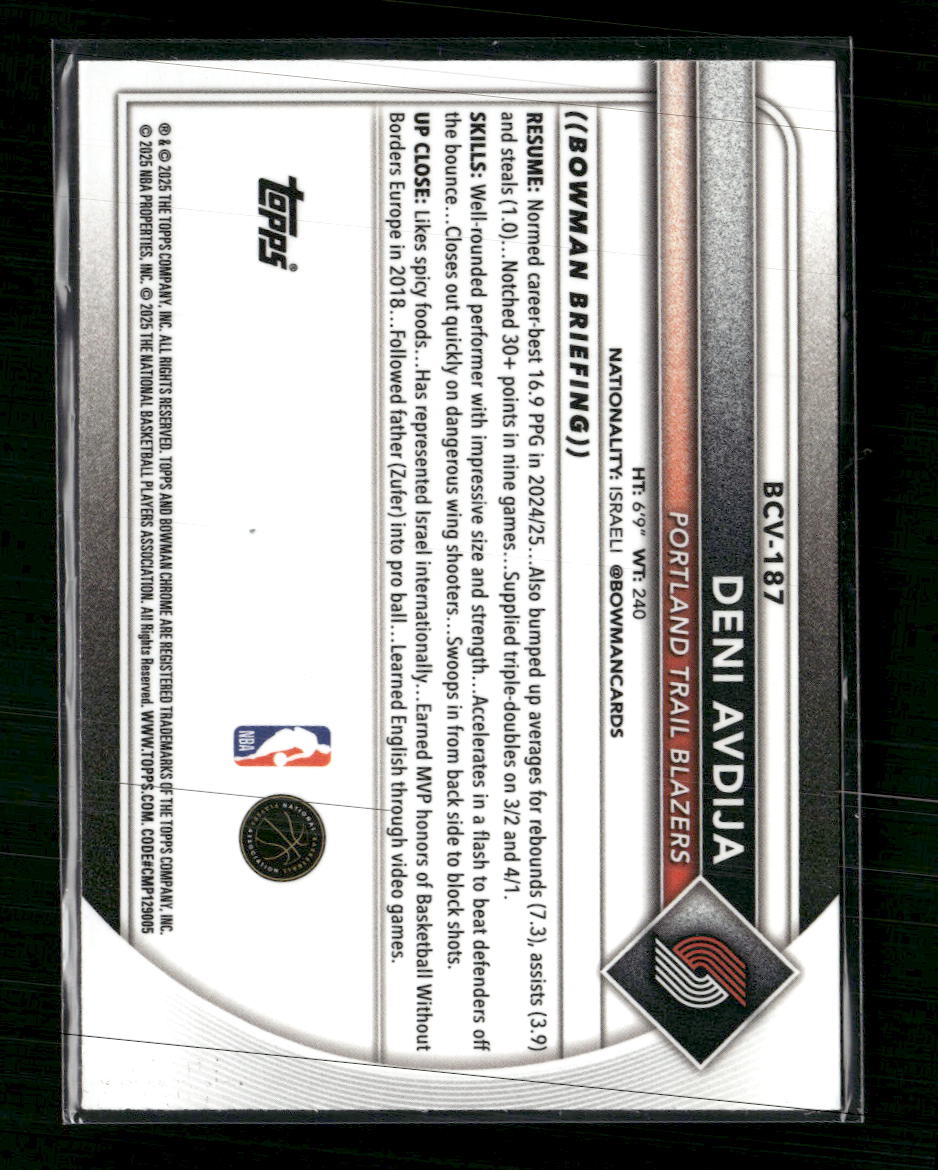 2025-26 Bowman Chrome Burgundy Mojo Refractors Deni Avdija #/275 #BCV-187