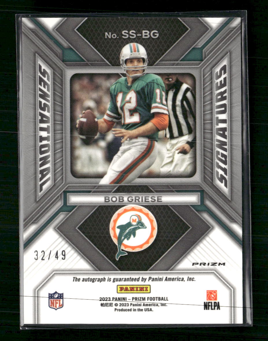 2023 Panini Prizm Sensational Signatures Prizm Purple Power Bob Griese #/49