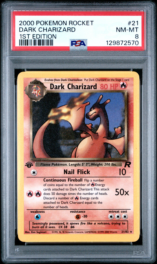 2000 Pokemon Rocket 1st Edition Dark Charizard 8 PSA #21