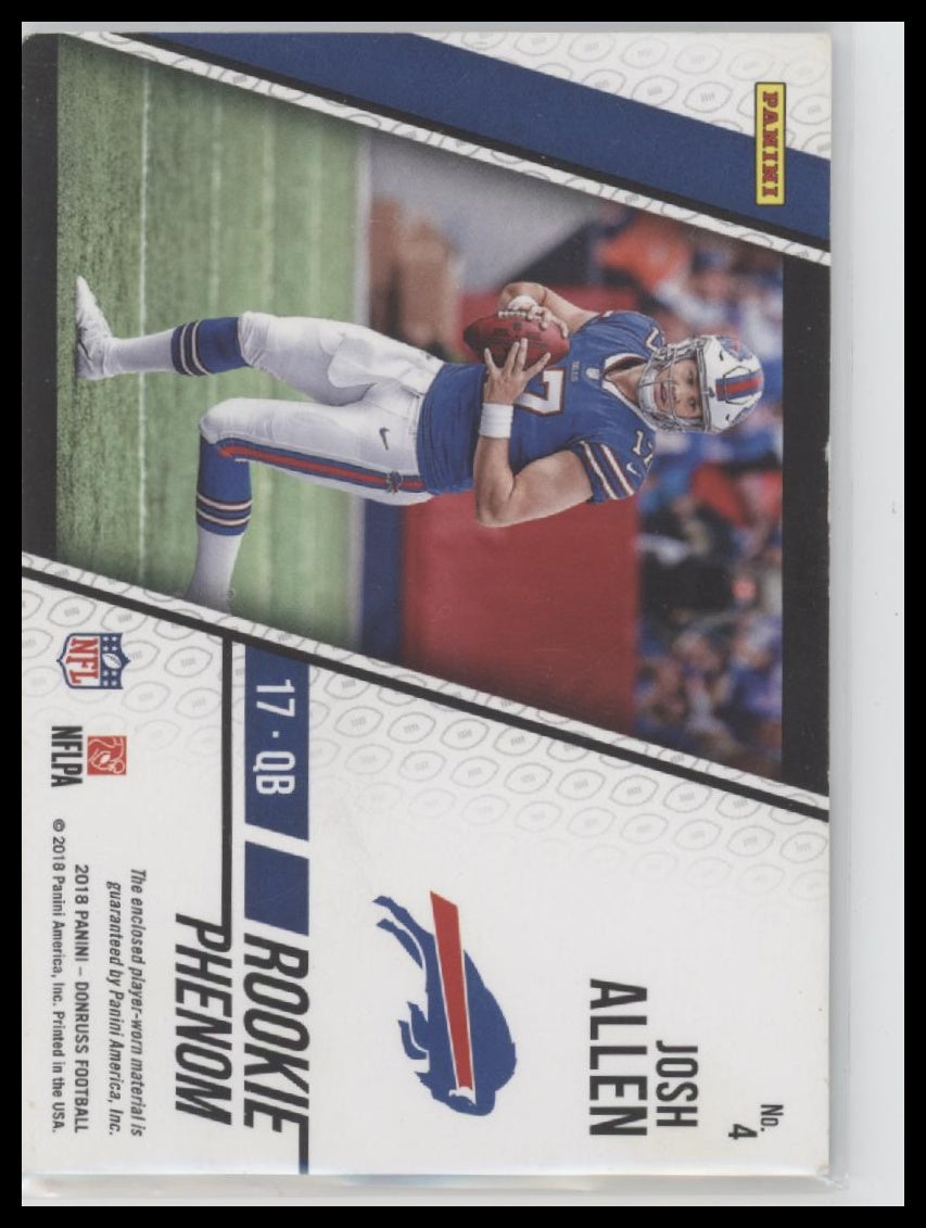 2018 Donruss Rookie Phenom Jerseys Josh Allen #4